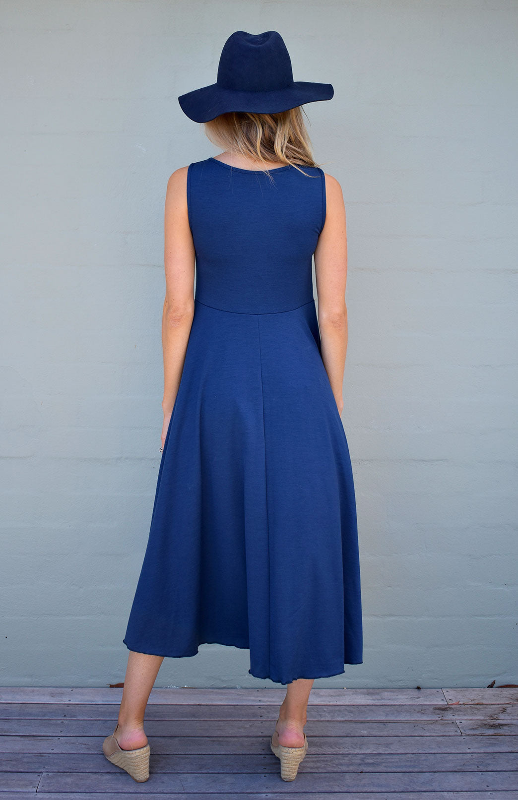Indigo Blue Women's Merino Wool Sleeveless Dress