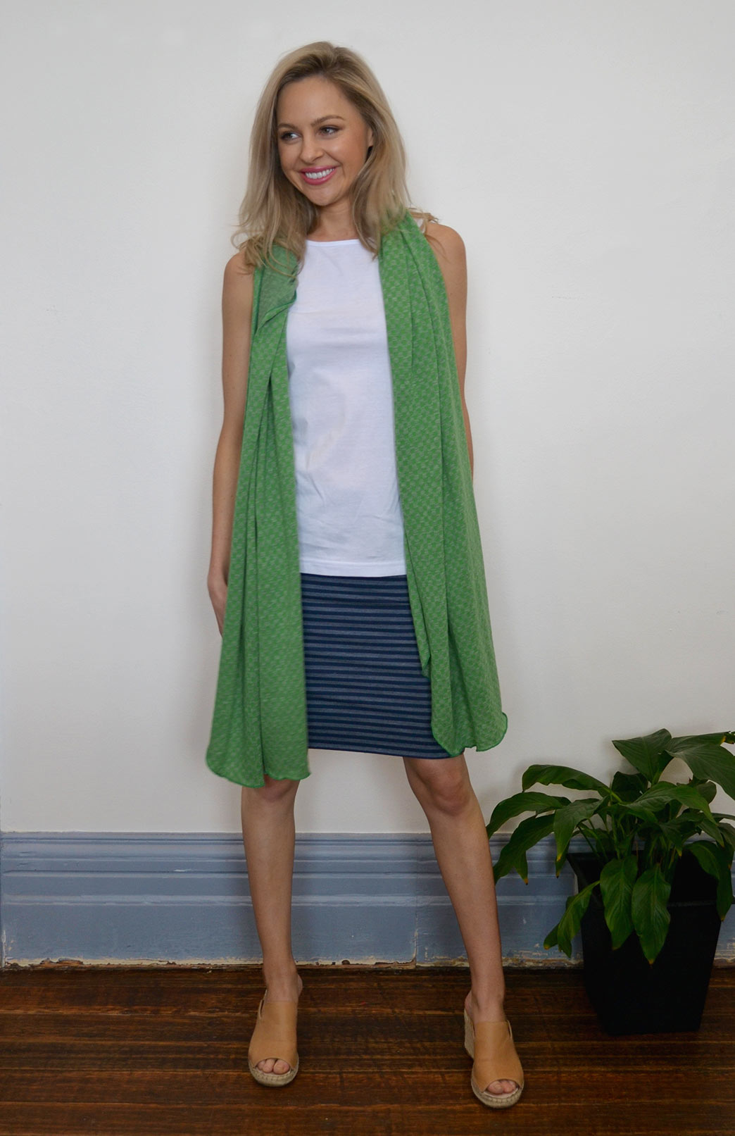 Indigo Grey Stripe Women's Merino Wool Tube Skirt
