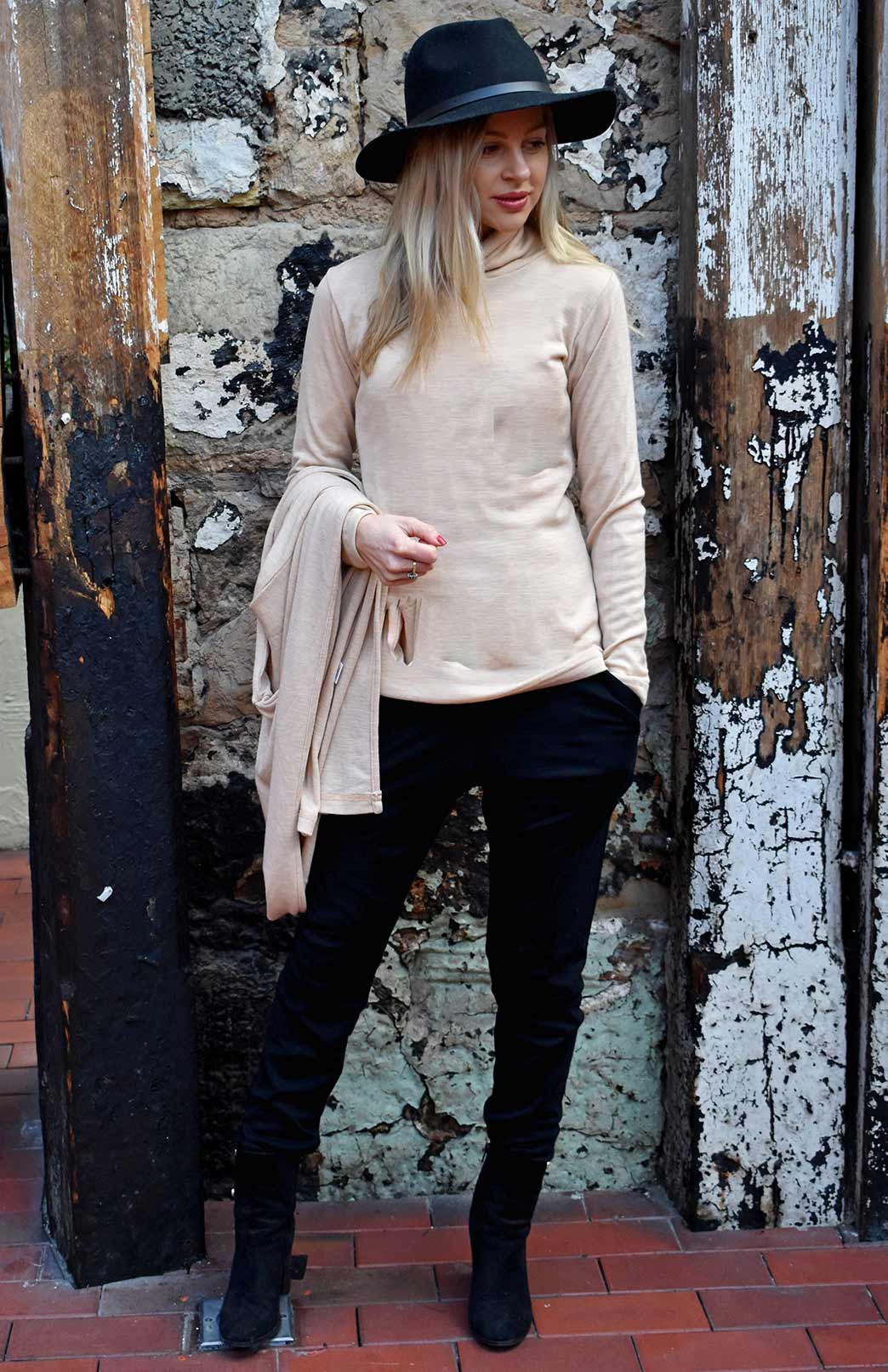 Camel Women's Merino Wool Long Sleeve Top