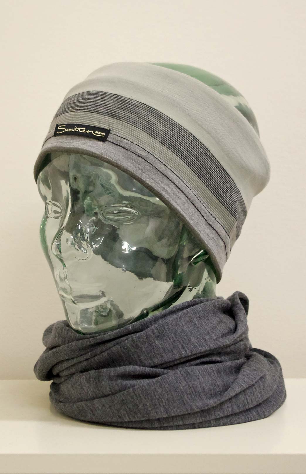 Black Grey Multi Stripe Unisex Merino Wool Thermal Headband