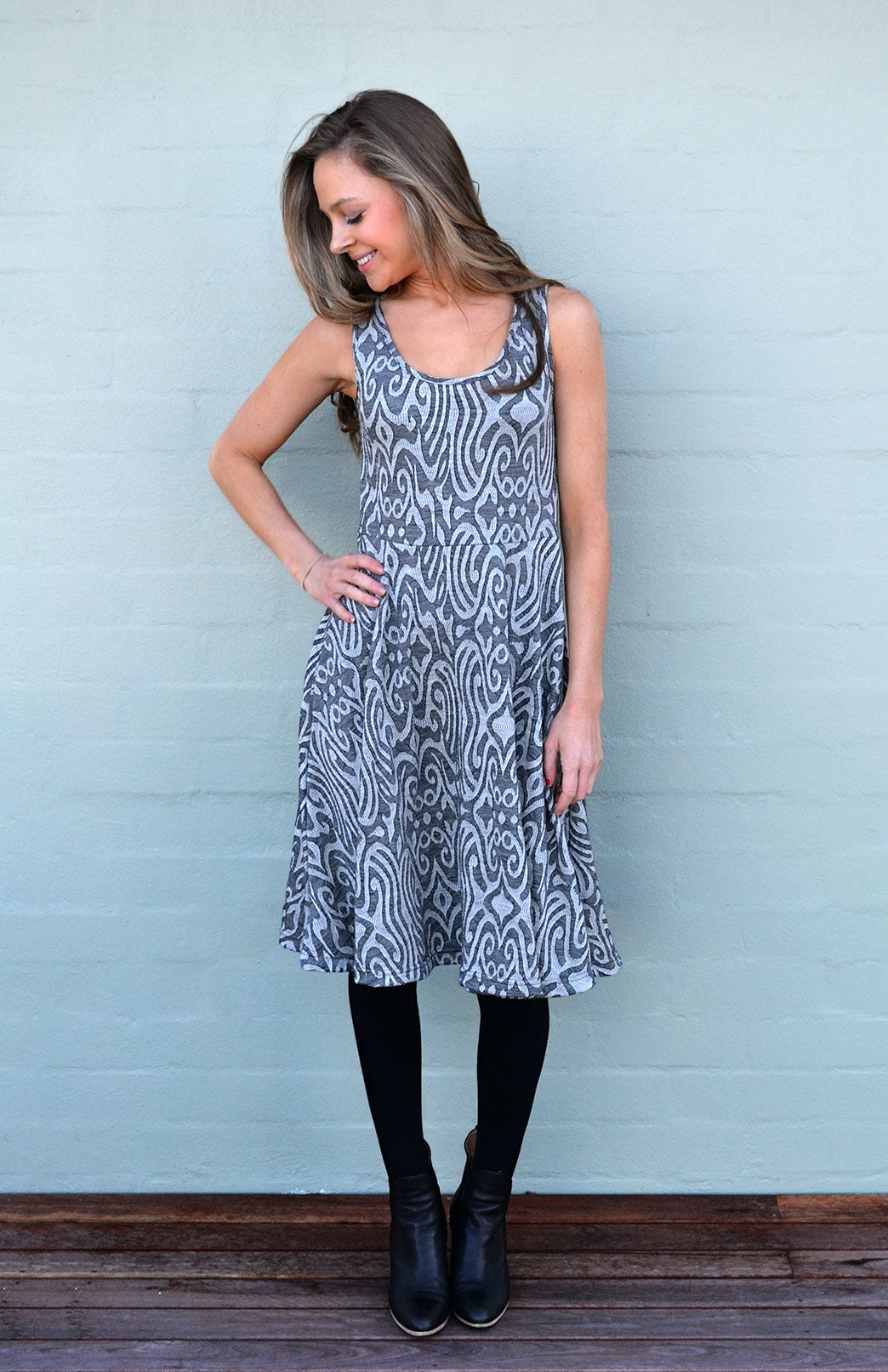 Grey inca Women's Merino Wool Sleeveless Dress
