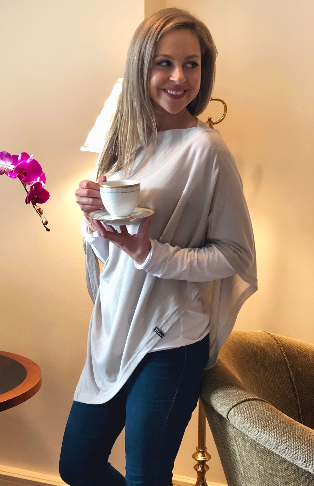 Soft Sand Women's Merino Wool Plain Poncho