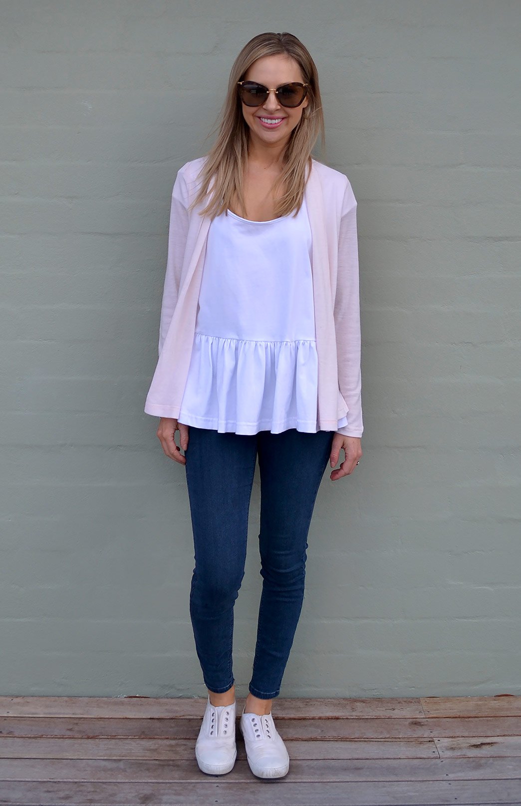 Blossom Pink Women's Merino Wool Mini Drape Cardigan