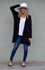 Black Women&#39;s Merino Wool Long Sleeve Wrap Around Cardigan
