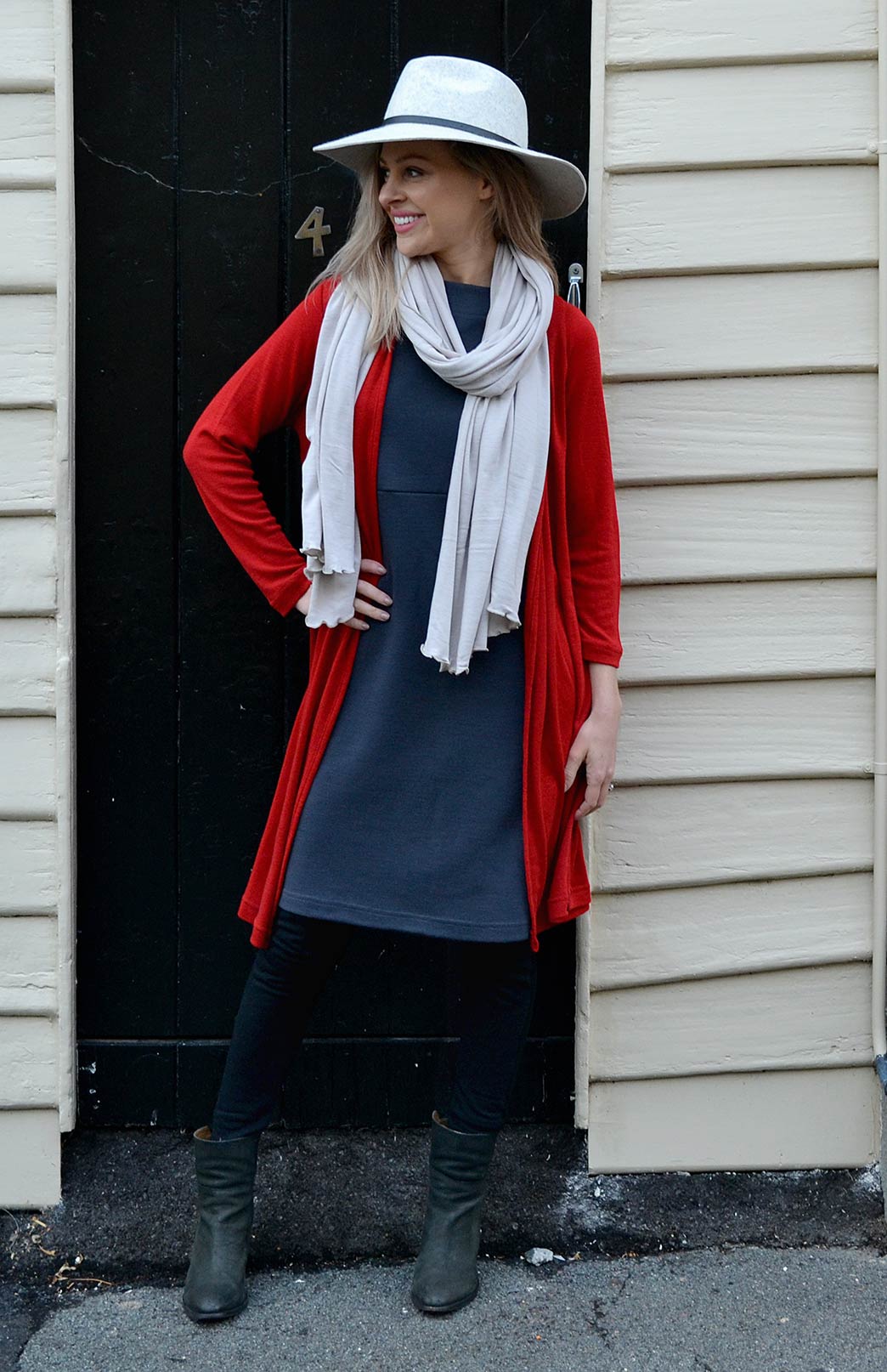 Steel Grey Women's Merino Wool Sleeveless Straight Dress