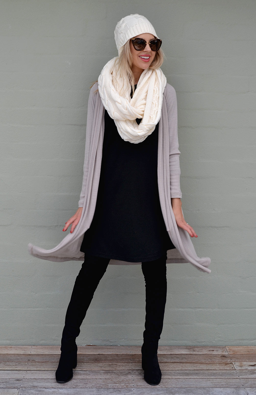 Black Women's Merino Wool Swing Dress