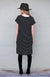 Black with White Stripe Women&#39;s Merino Wool Shift Dress with Short Sleeves
