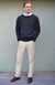Navy Men&#39;s Merino Wool Knitted Round Neck Jumper
