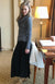 Black Women&#39;s Merino Wool Lightweight A-Line Midi Skirt
