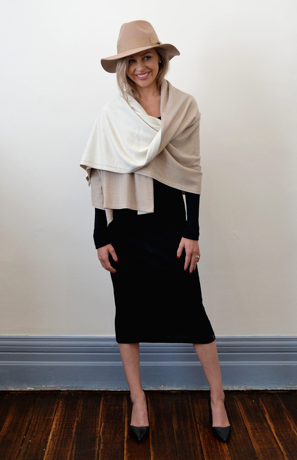 Oatmeal and Cream Women's Merino Wool Reversible Wrap