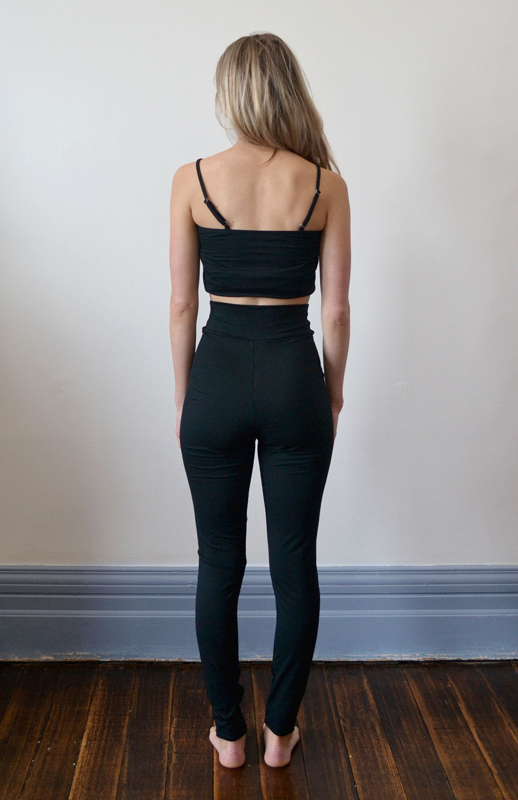 Black Women's Merino Wool Base Layer Bundle of Camisole Top and High Waisted Leggings

