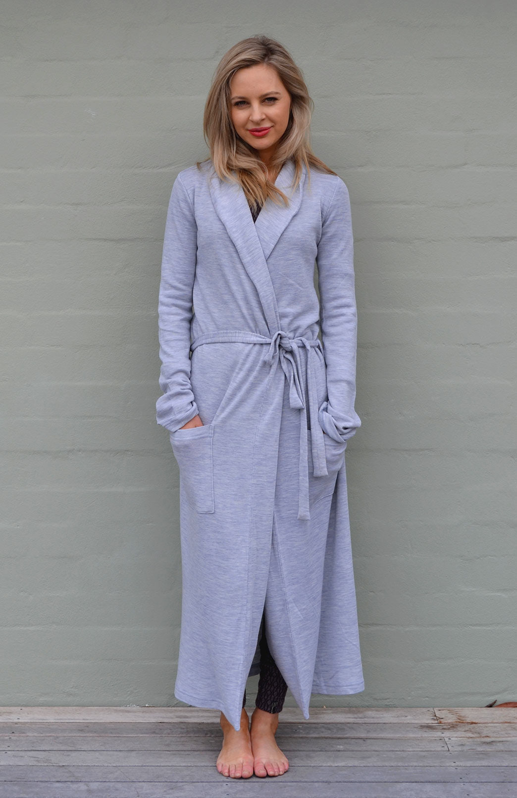 Smitten Merino Wool RIB Dressing Gown Superfine Merino Wool Dressing Gown