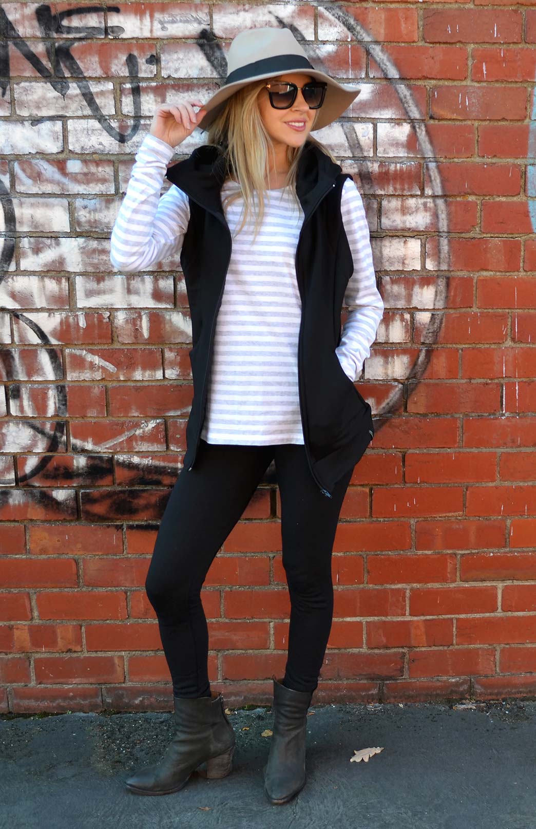 Soft Grey & Crisp White Stripe Women's Organic Cotton Long Sleeve Fashion Top