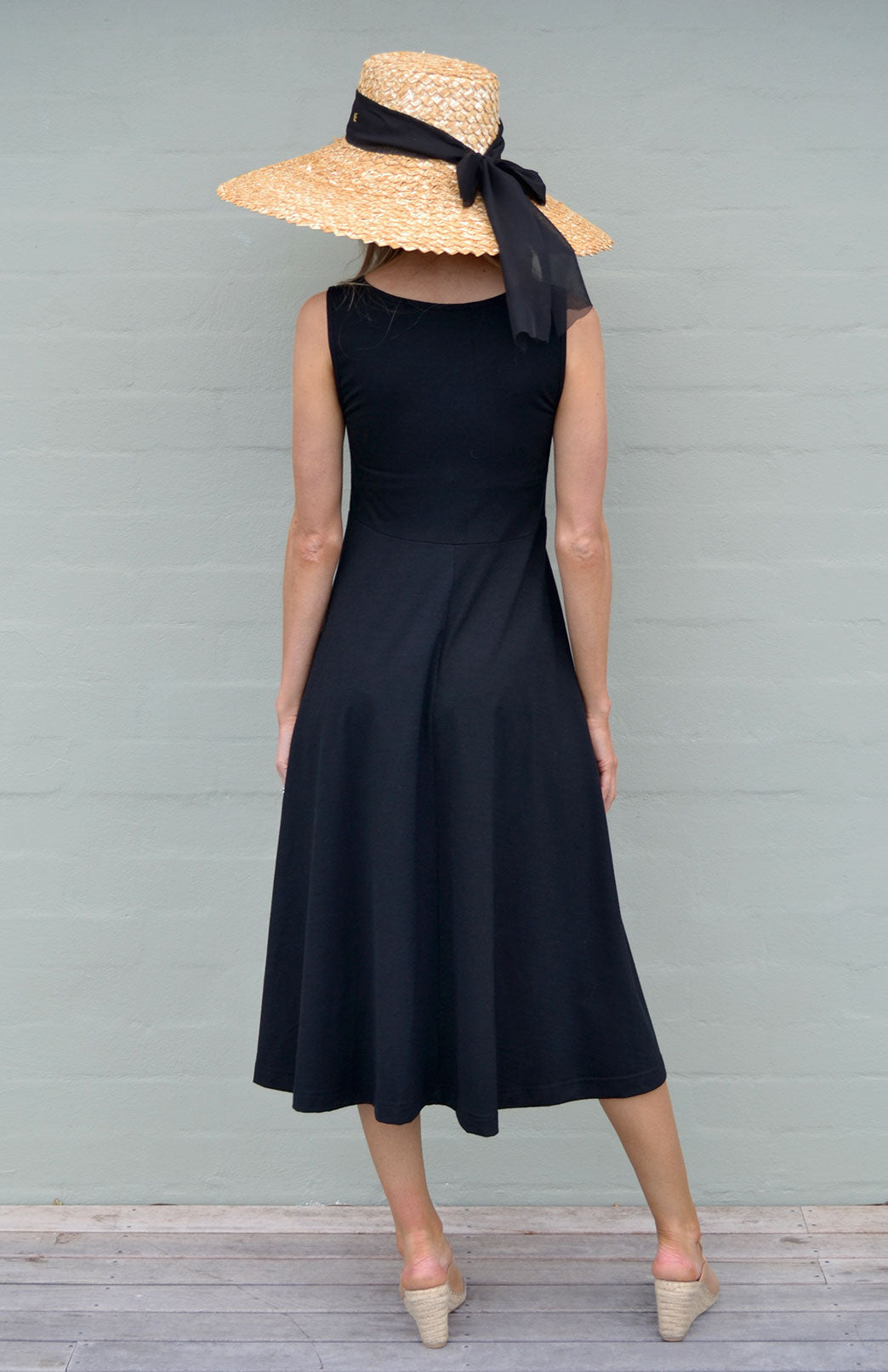 Black Women's Merino Wool Sleeveless Cross Over Dress