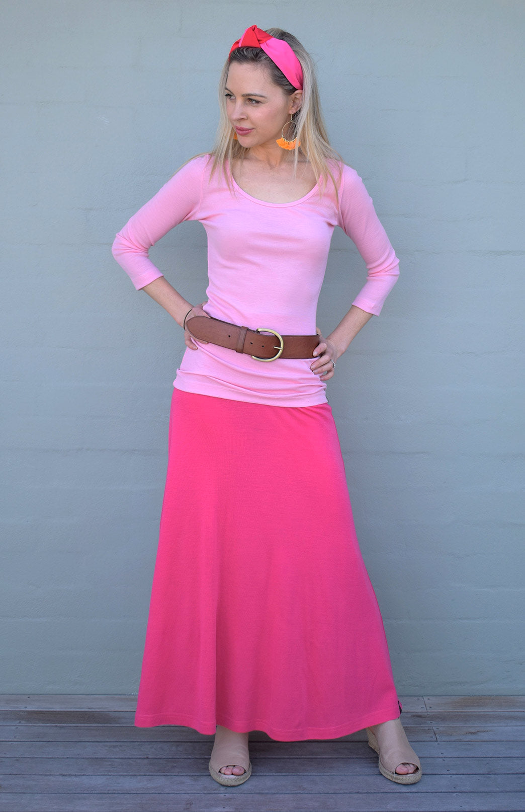 Petal Pink Women&#39;s Merino Wool 3/4 Sleeve Top
