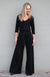 Black Women&#39;s Merino Wool 3/4 Sleeve Jumpsuit
