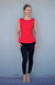 Vermilion Red Women&#39;s Organic Cotton Sleeveless Peplum Top
