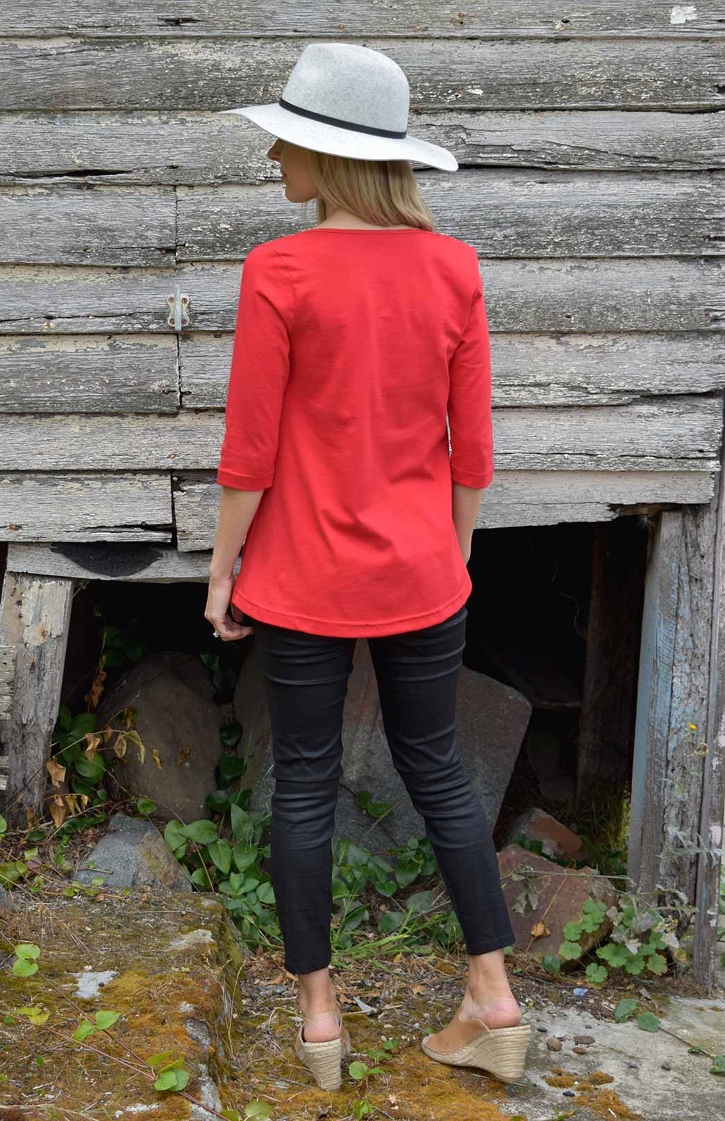 Vermilion Red Women's Merino Wool Swing Top