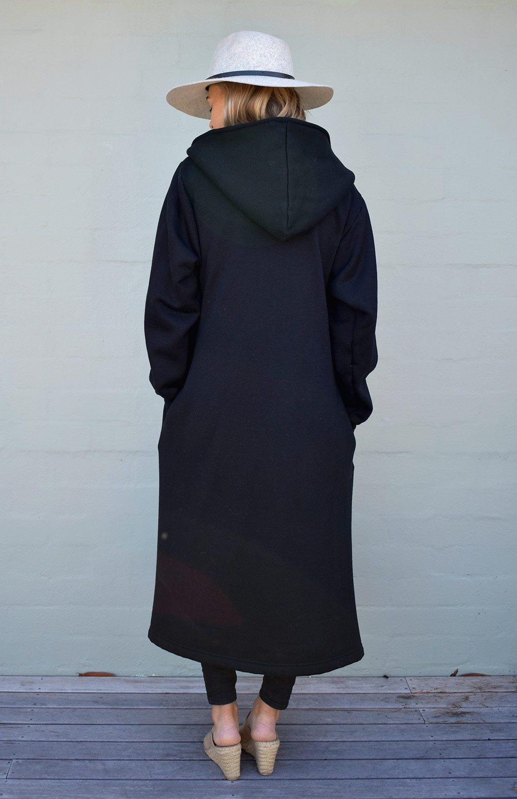 Black Women's Merino Wool Fleece Winter Coat 