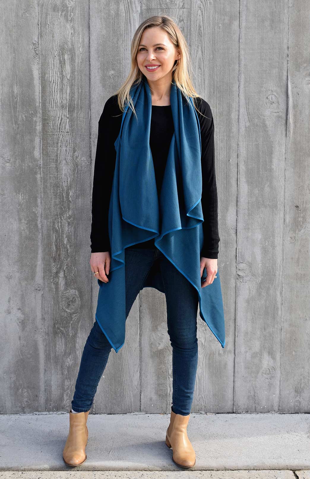 Storm Teal Women's Merino Wool Sleeveless Wrap