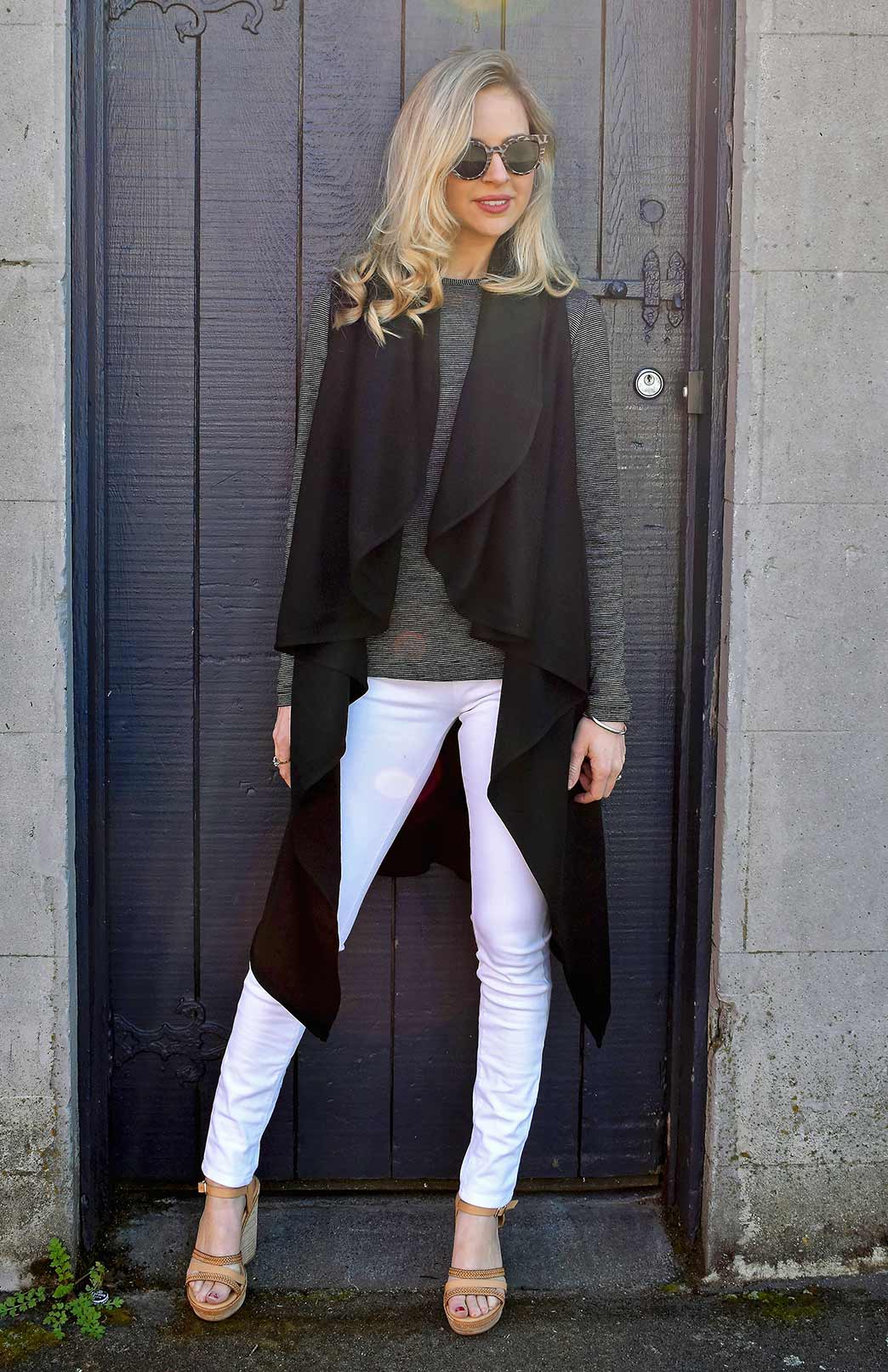 Black Women's Merino Wool Sleeveless Wrap