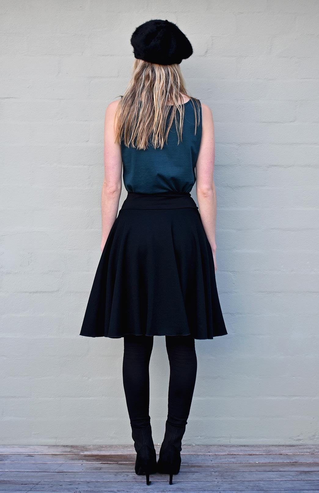 Black Women's Merino Wool Heavyweight Circle Skirt