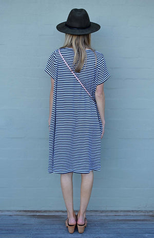 Navy Blue and White Narrow Stripe