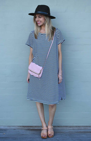 Navy Blue and White Narrow Stripe