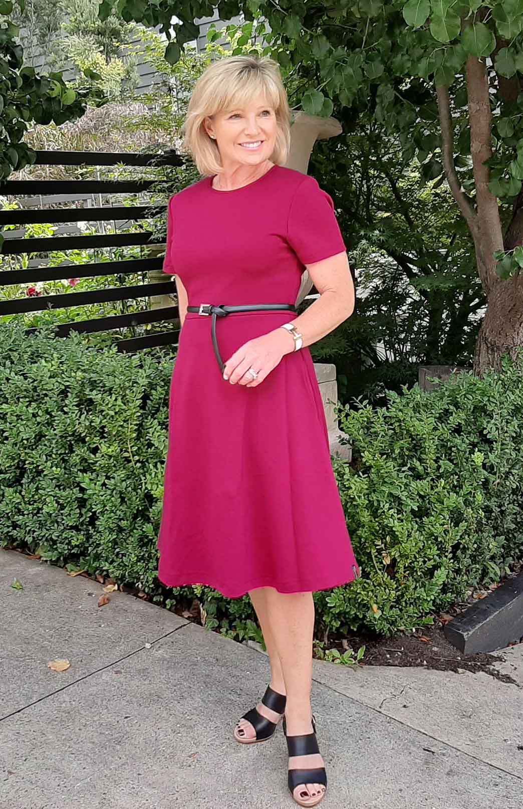 Magenta Women's Merino Wool Short Sleeve Trans-seasonal Dress