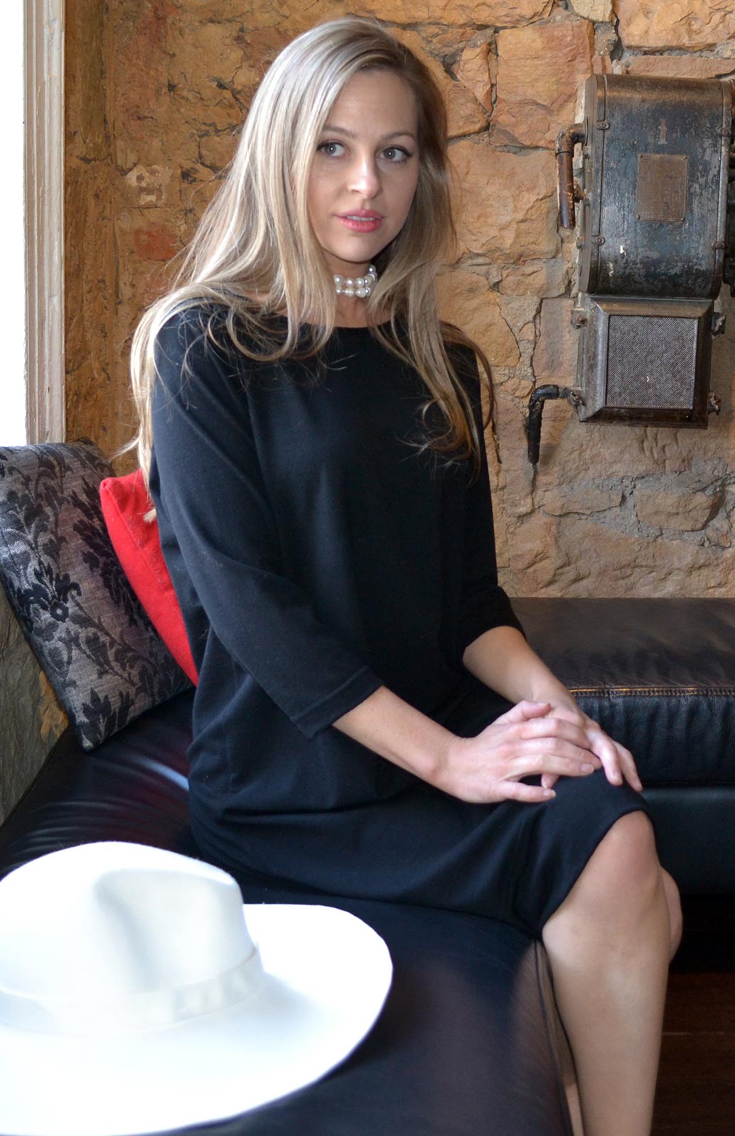 Black Women's Merino Wool Shift Dress