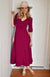 Magenta Women&#39;s Merino Wool V-Neck Classic Dress
