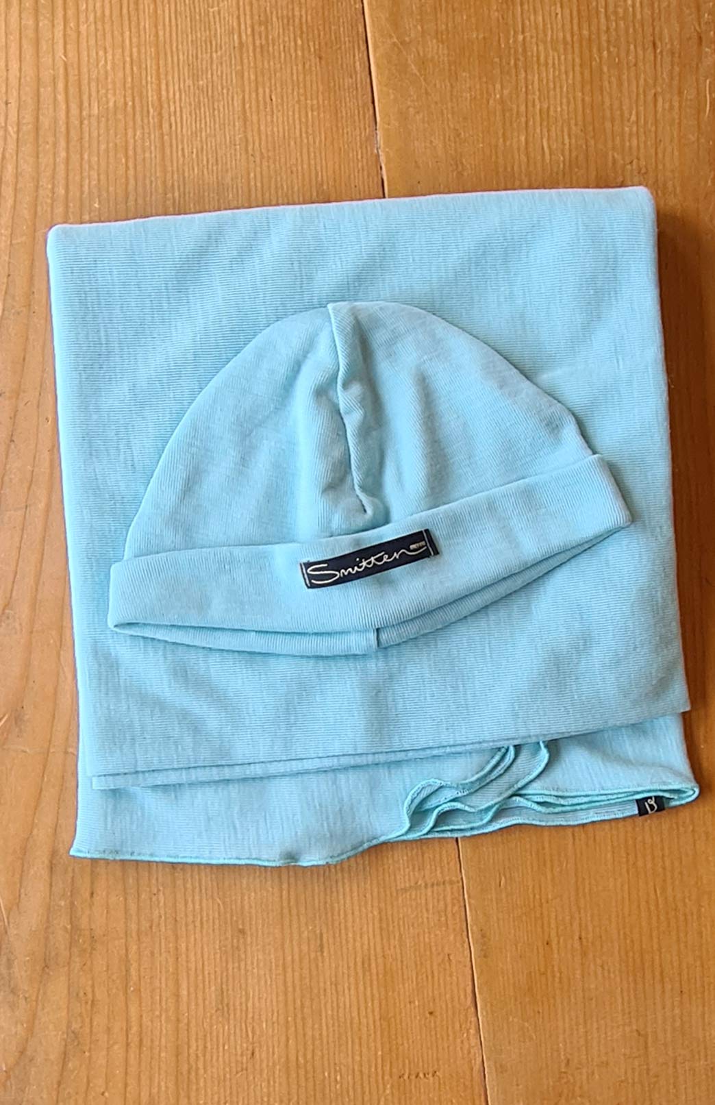 Sea Mist Pure Merino Wool Baby Wrap and Beanie Set