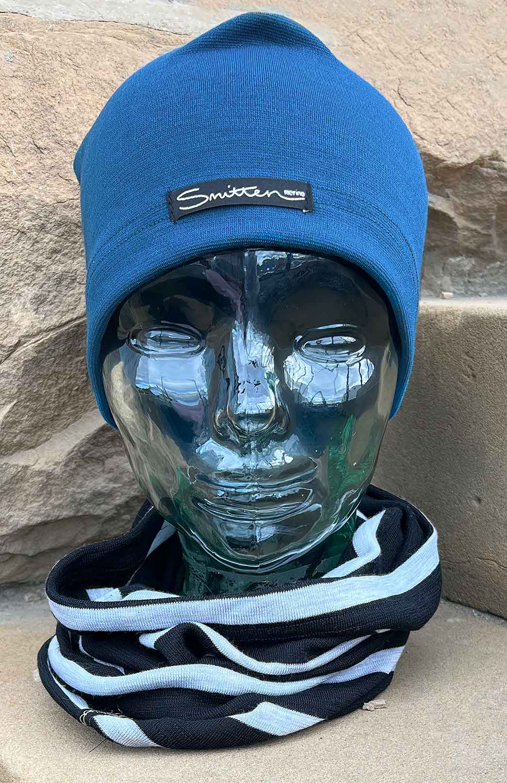 Black and Grey Single Stripe Unisex Merino Wool Thermal Neck Warmer Neck Gaiter