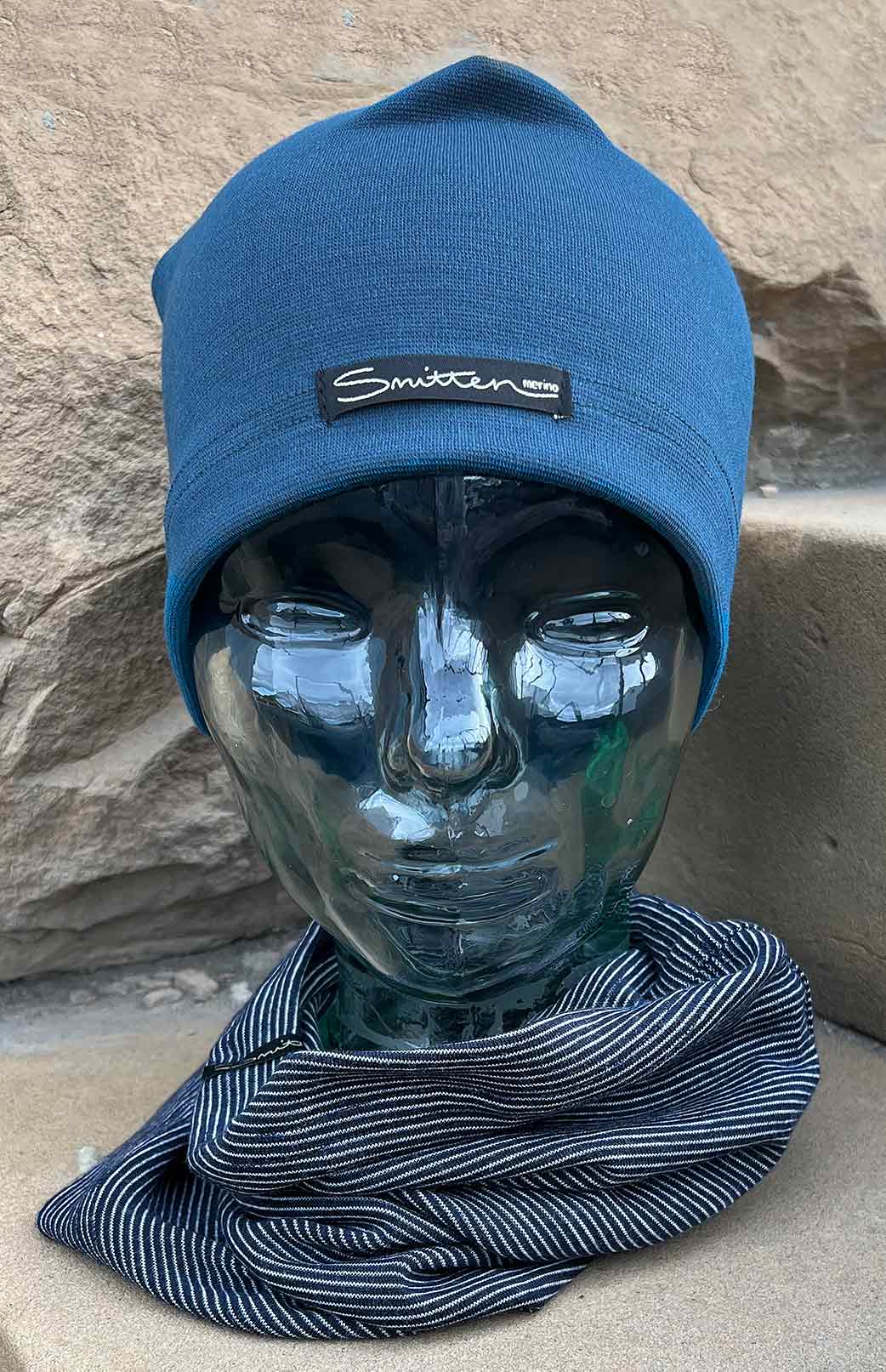 Navy Pinstripe Unisex Merino Wool Thermal Neck Warmer Neck Gaiter