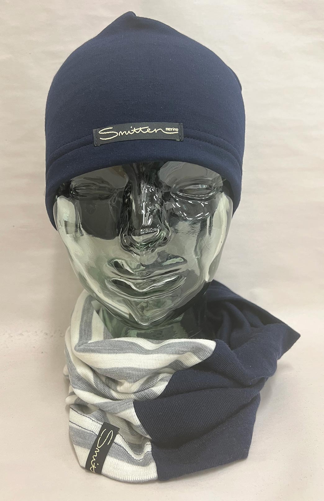 Blue & Stripe Tones Unisex Merino Wool Thermal Neck Warmer Neck Gaiter