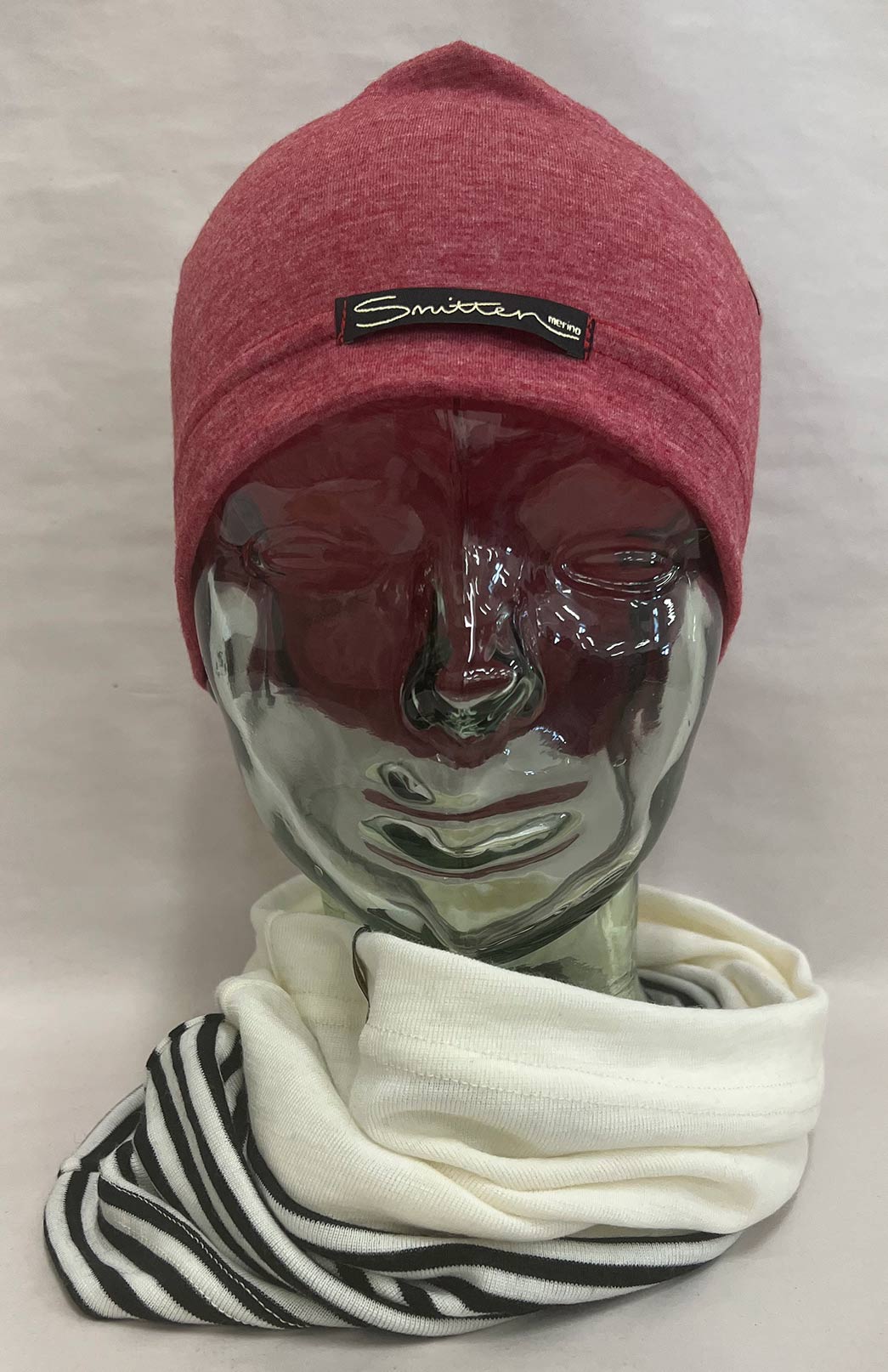 Raspberry Marl Unisex Merino Wool Skull Cap Lightweight (170g) Beanie