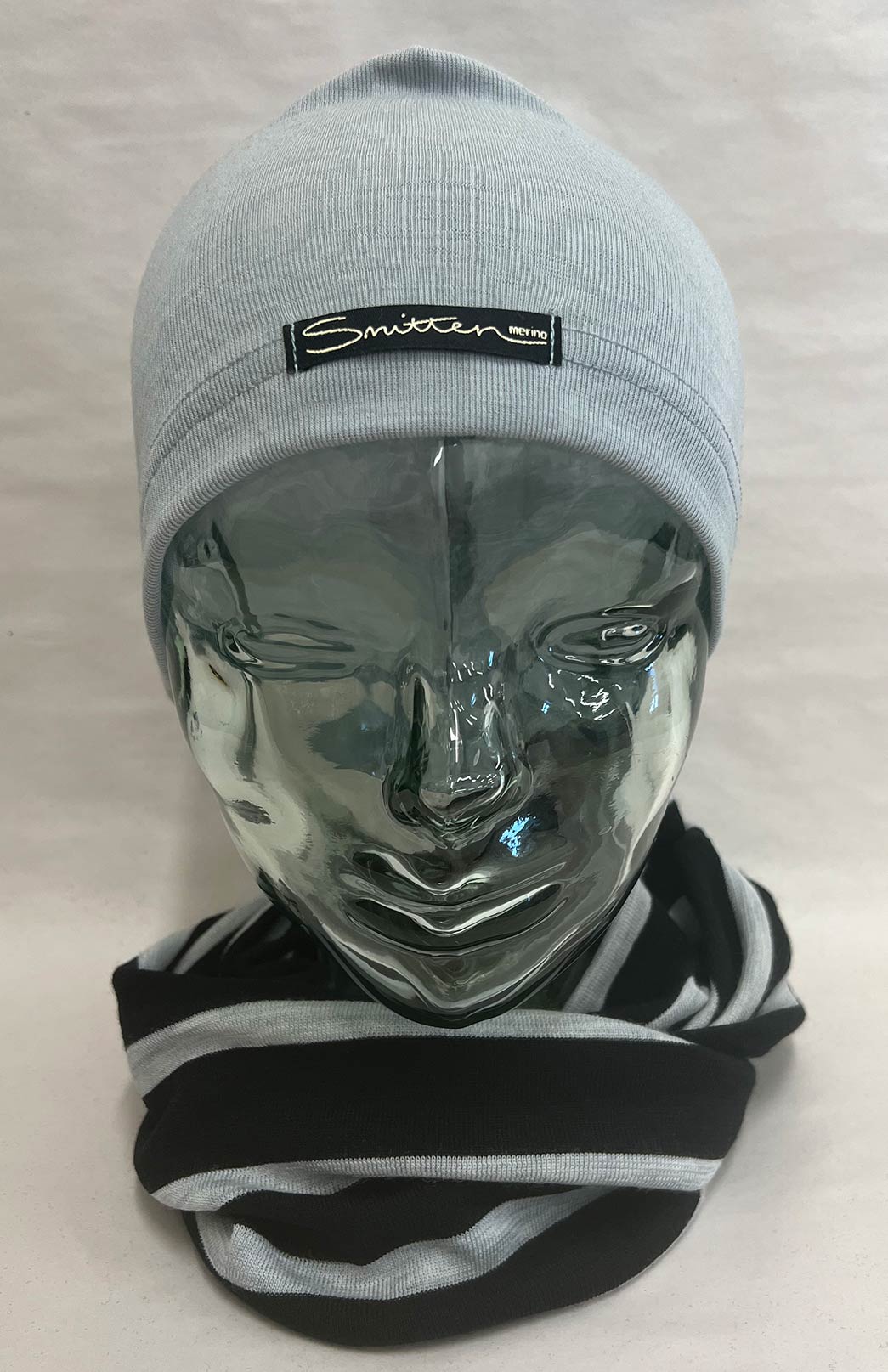 Black & Grey Single Stripe Unisex Merino Wool Thermal Neck Warmer Neck Gaiter