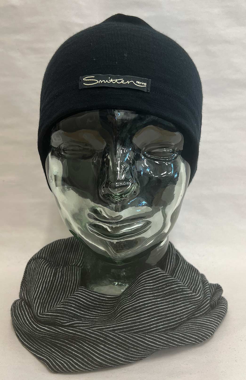 Black Pinstripe Unisex Merino Wool Thermal Neck Warmer Neck Gaiter