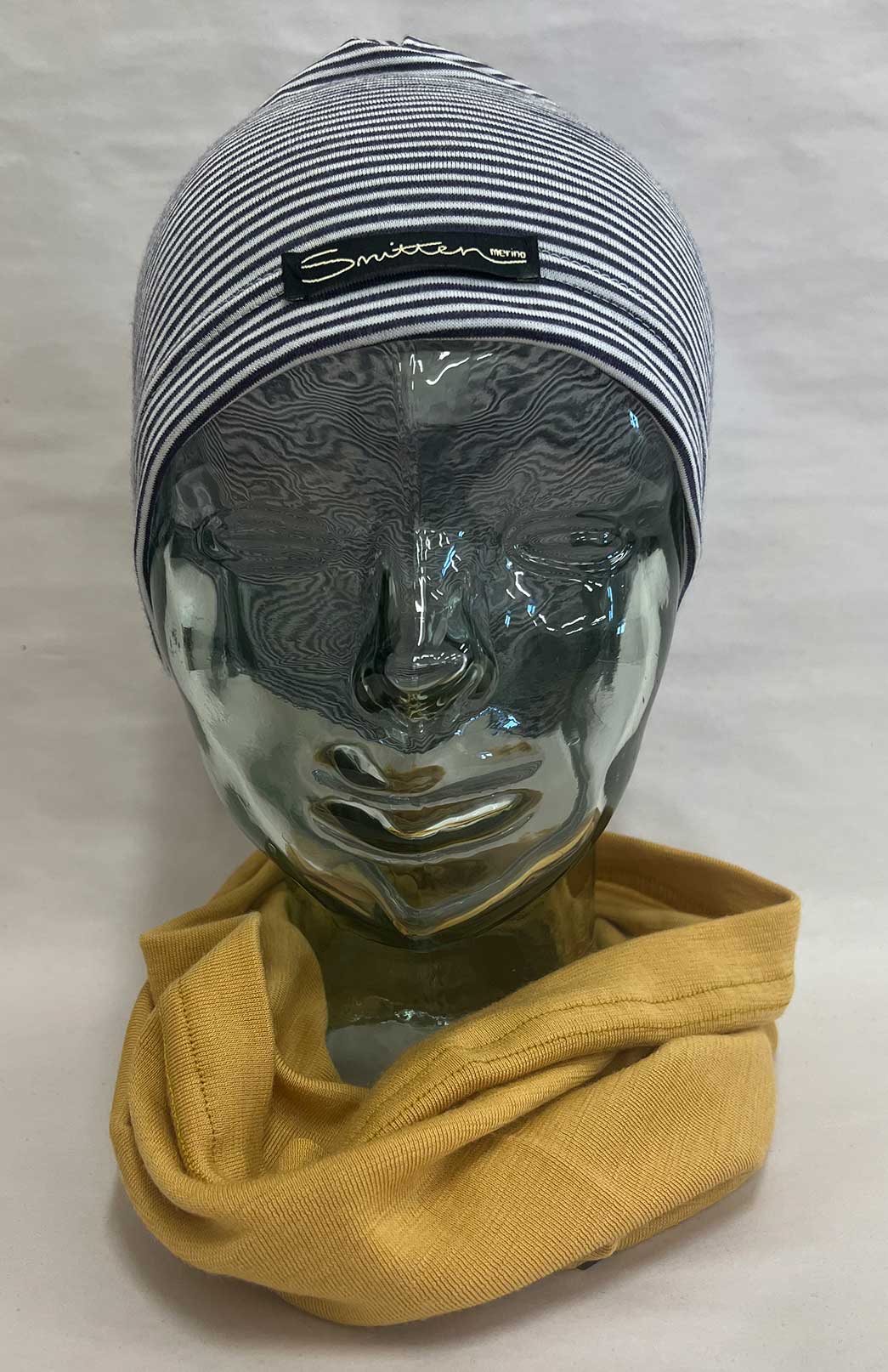 Grape Ivory Pinstripe Unisex Merino Wool Thermal Beanie