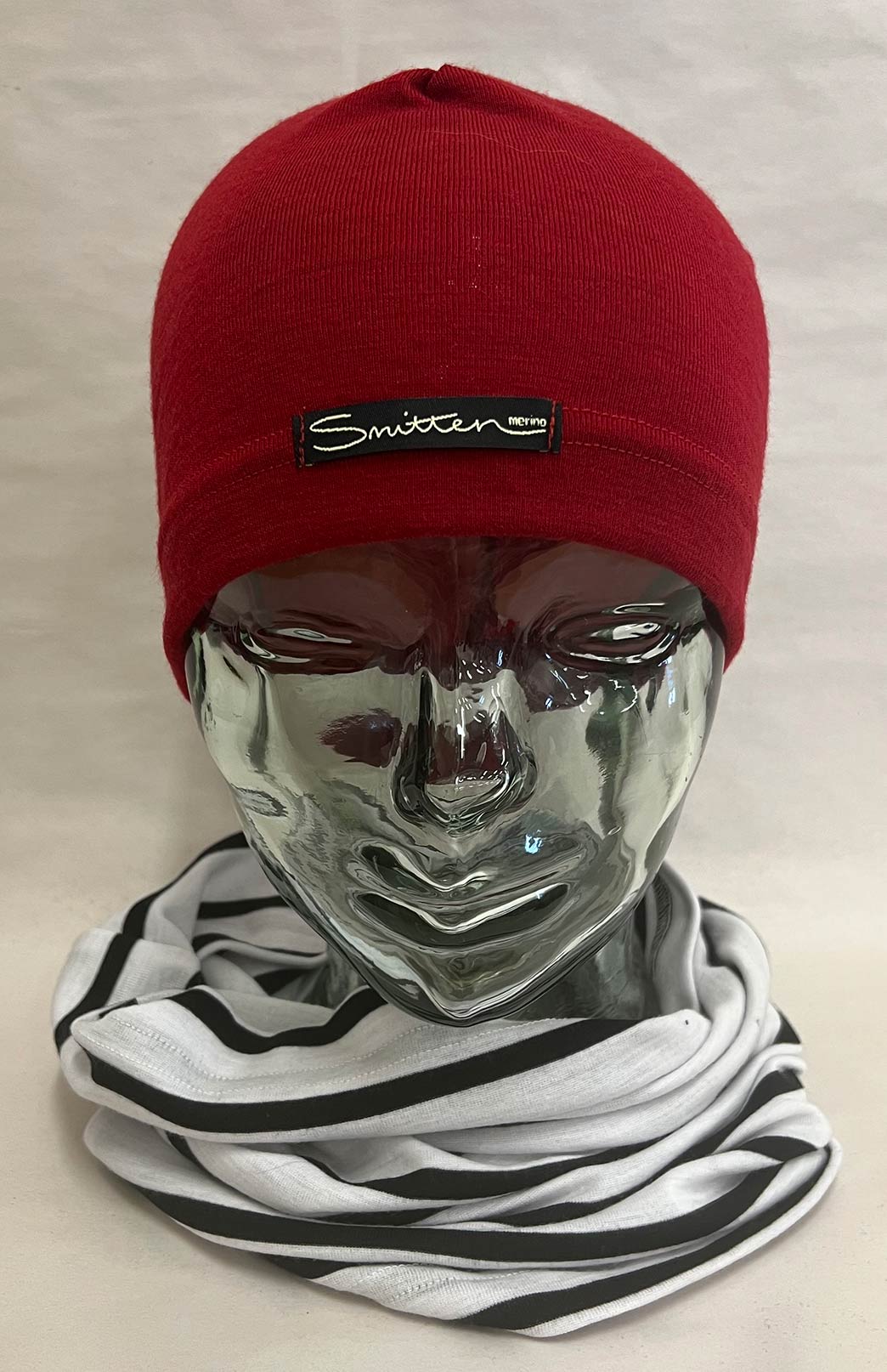 Red Unisex Merino Wool Loose Fit Mid-weight Beanie