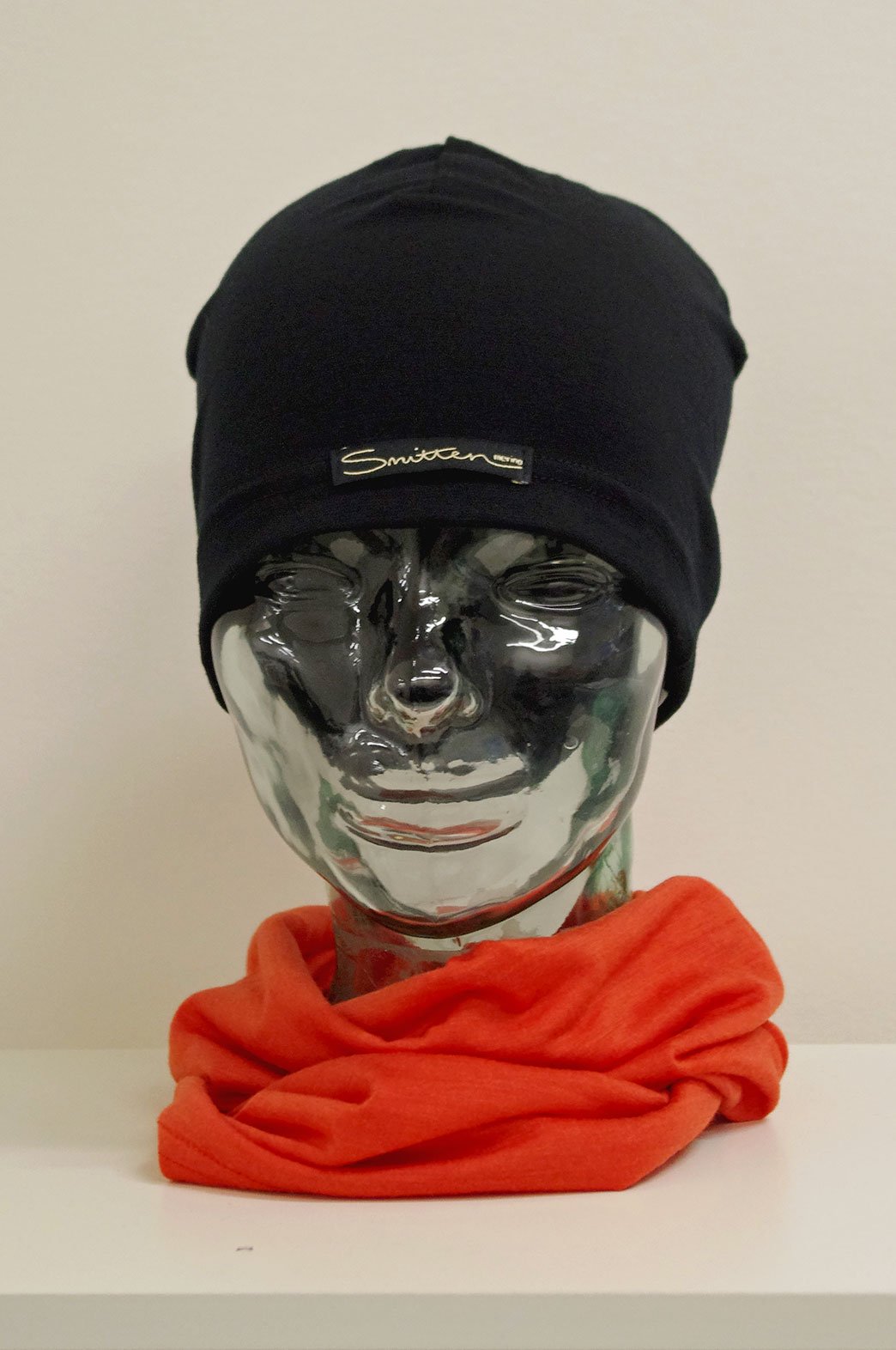 Black Jacquard Unisex Merino Wool Thermal Beanie