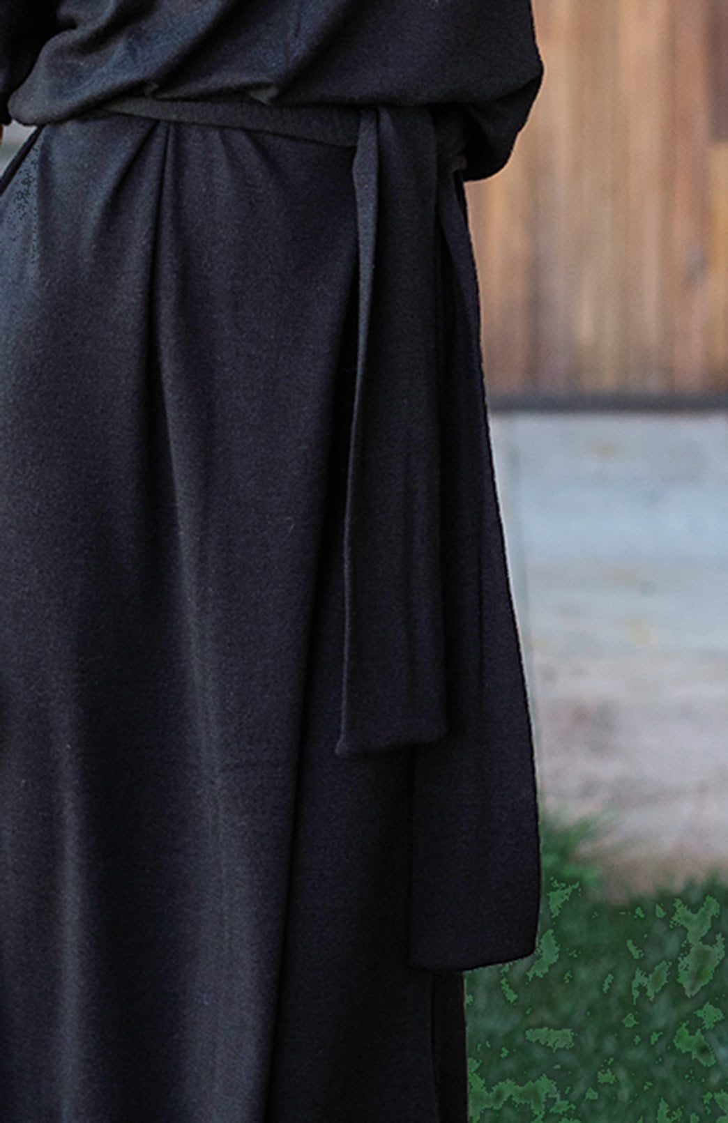 Black Rib 8cm Wide Merino Wool Belt Tie