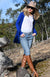 Sapphire Blue Women&#39;s Merino Wool Long Boyfriend Cardigan with Buttons
