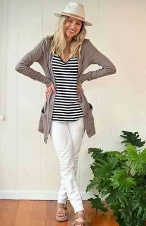 Navy Blue and Ivory Stripe