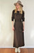 Chocolate Women&#39;s Merino Wool Boat Neck Midi Dress with Long Sleeves
