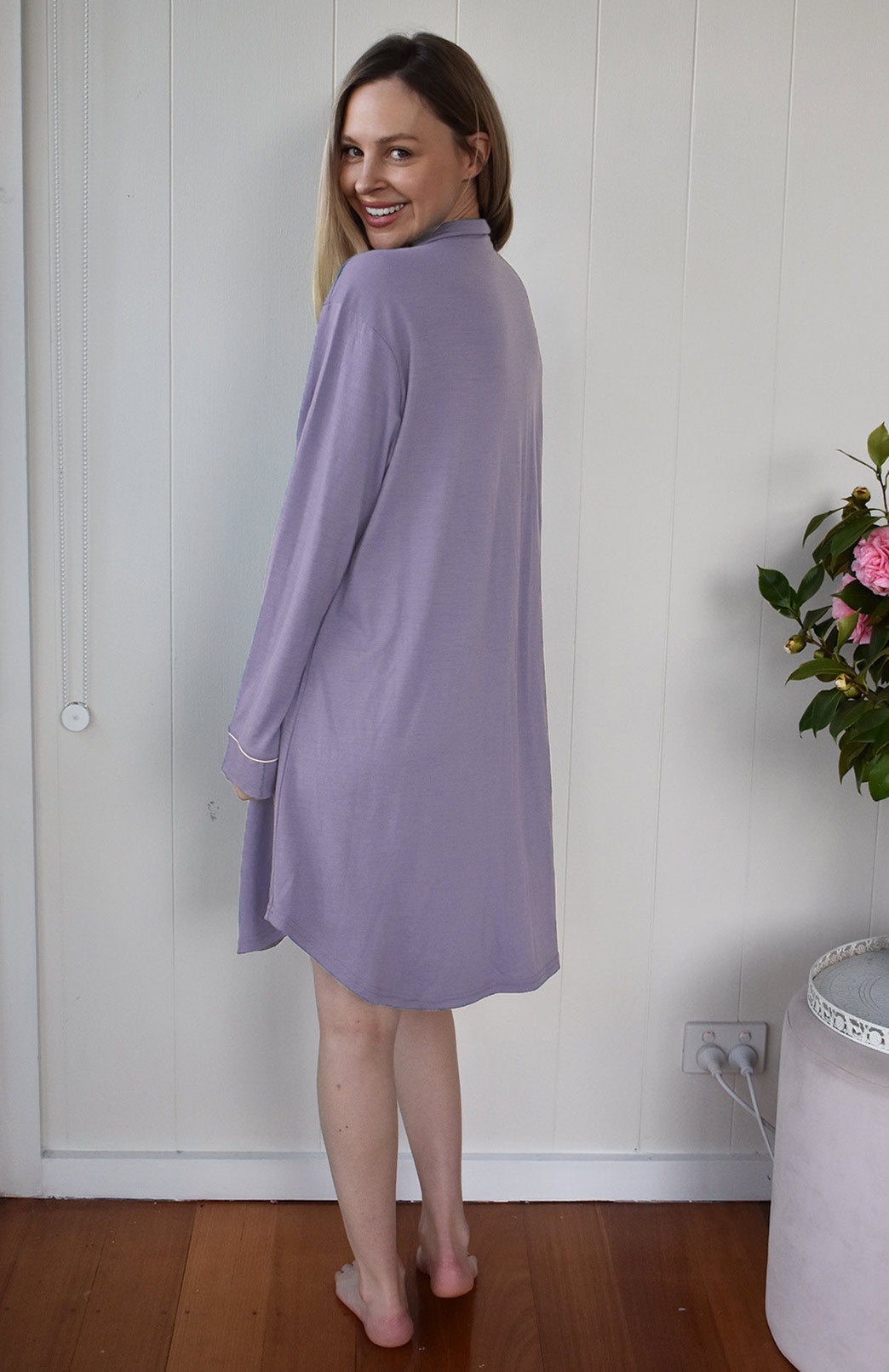 Button Down Nightshirt Women&#39;s Merino Wool Button Down Long Sleeved Nightshirt
