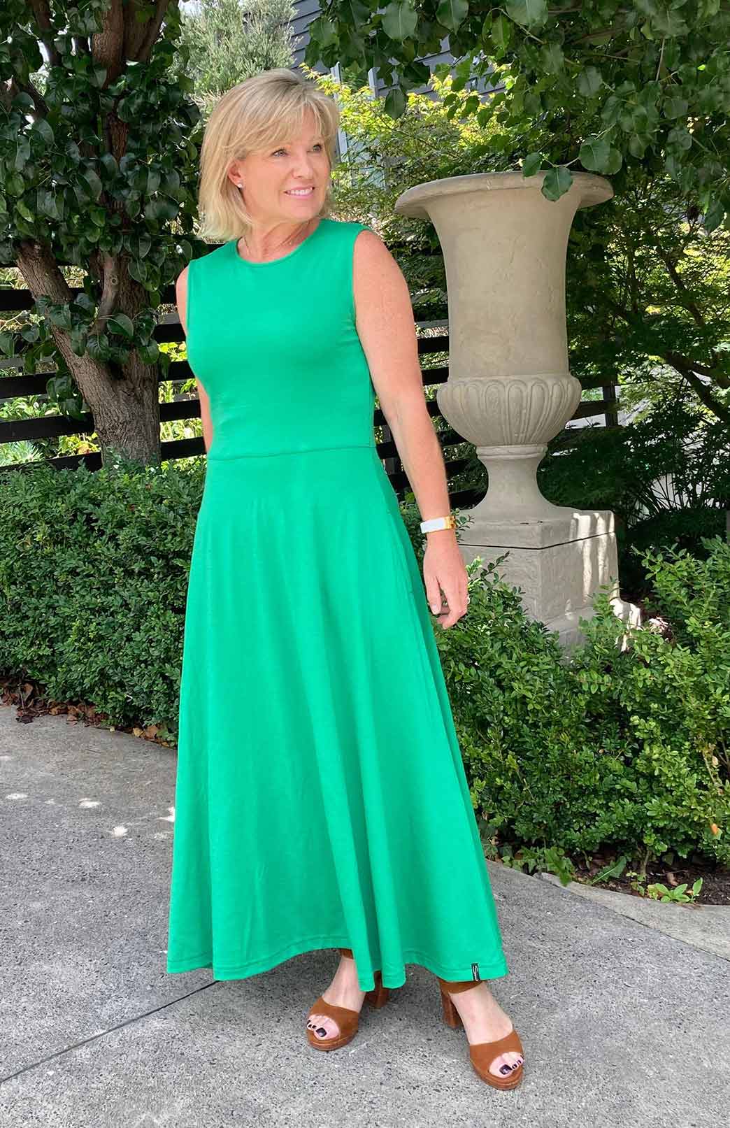 Kelly Green Women's Merino Wool Sleeveless Dress