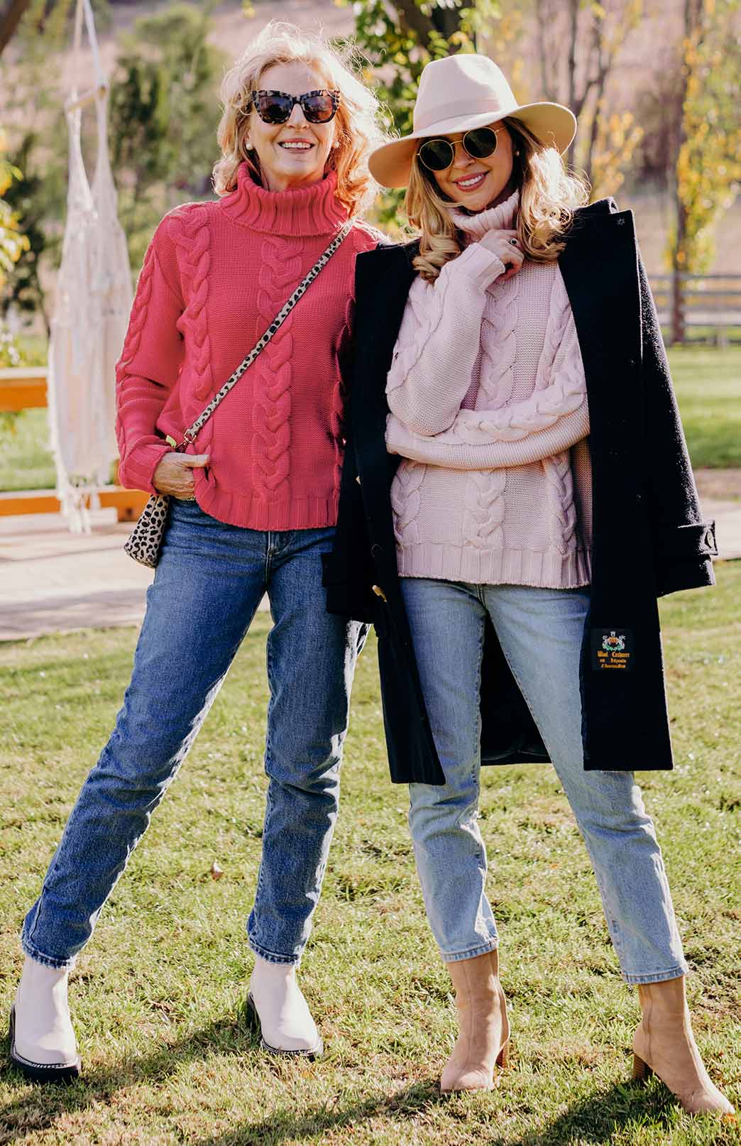 Hot Pink Women's Merino Wool Cable Knit Jumper 