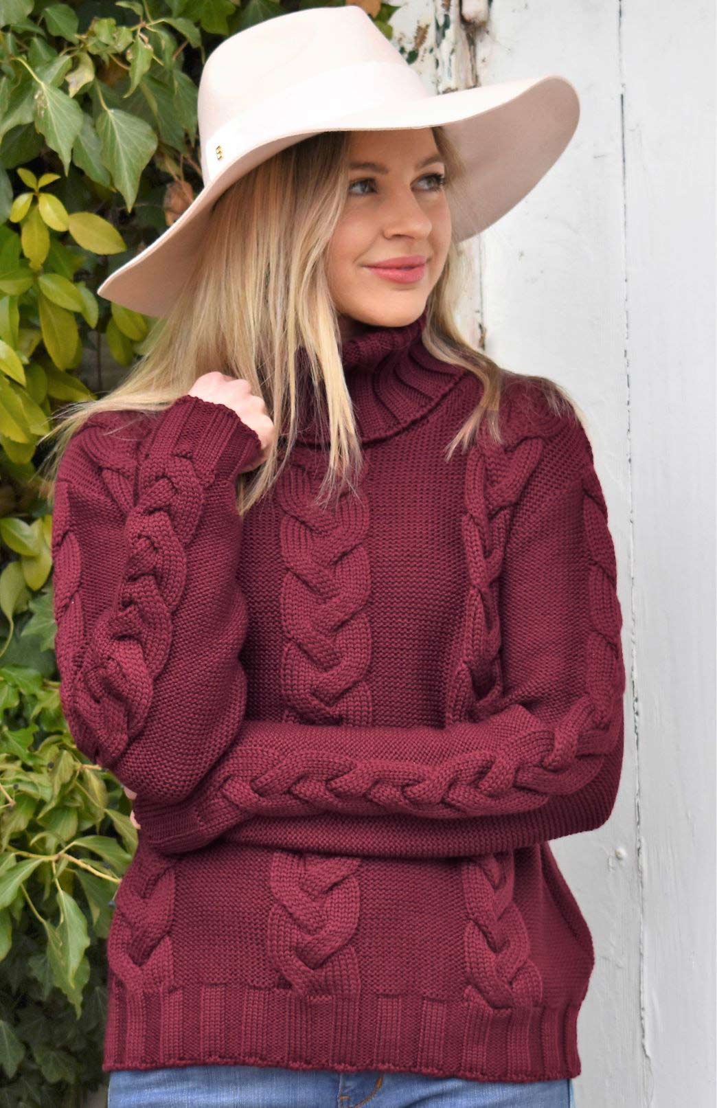 Mulberry Women's Merino Wool Cable Knit Jumper 