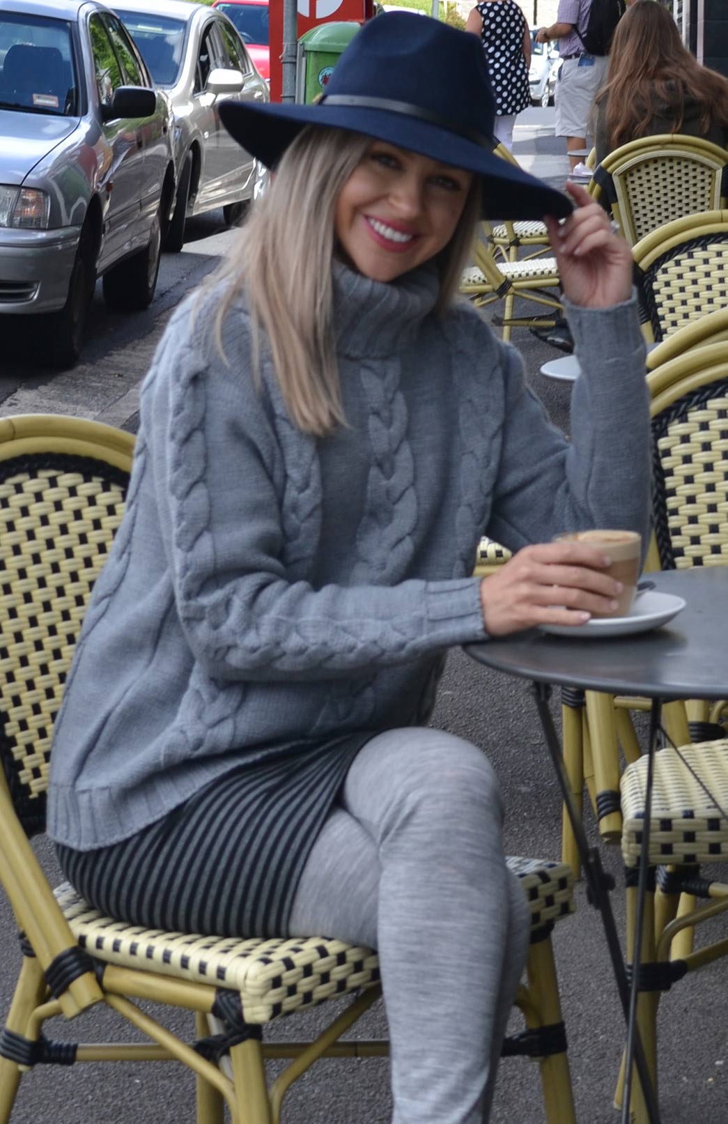 Cloud Grey Women's Merino Wool Cable Knit Jumper 